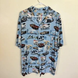 Camisa hawaiana para hombre Joe Marlin clásica coche manga corta azul con botones 2X - Imagen 1 de 8