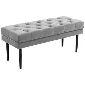 HOMCOM Bed End Bench Button Tufted Upholstered Window Seat for Living Room Grey - Picture 1 of 11