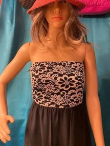 Line Up Damen Trägerkleid creme/schwarz unterhalb des Knies große Größen - Bild 1 von 6