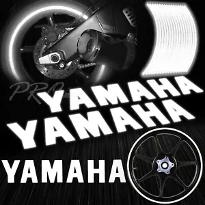 Reflective Logo Decal+16"17"18" Rim Tape/Wheel Stripe Sticker for Yamaha White - Picture 1 of 11