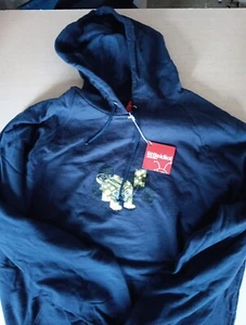 NWT MOBY Musician LITTLE IDIOT Hoodie SWEATSHIRT XL BLUE Electronica Vintage 90s - Picture 1 of 6