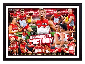 Framed 2024 Sydney Swans AFL Grand Final Poster - Isaac Heeney - 84cm x 59.5cm - Picture 1 of 3
