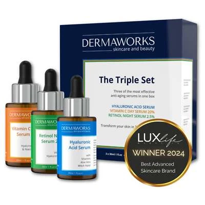 Skincare Gift Set – Retinol, Vitamin C & Hyaluronic Acid Face Serums | Hydrating - Image 1 of 4