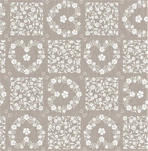 Vinyl Tablecloth Cream Floral Hearts Wipe Clean Pvc Textile Backed Plastic (327) - Picture 1 of 1