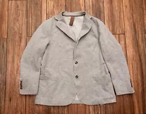 Eleventy Lazer Cut Blazer Grau 2 Knopf Baumwollmischung Strick Sport Mantel Herren Gr. 52 - Bild 1 von 8