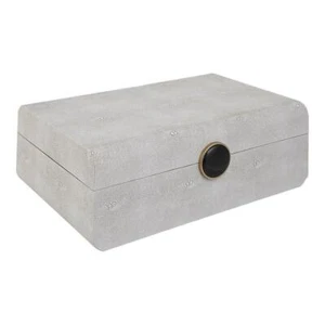 Maklaine Decorative Wood & Faux Shagreen Box in Antique Brass/Matte Black - Picture 1 of 9