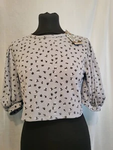 BOOHOO NEW Floral Ladies Baby Blue Coloured Top Rose Size Uk 12 Cropped Summery - Picture 1 of 6