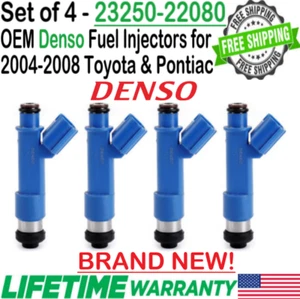 BRAND NEW Genuine Denso 4Pcs Fuel Injectors For 2004-2008 Toyota Corolla 1.8L I4 - Picture 1 of 7