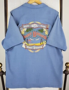 TOMMY BAHAMA Size Medium 100% Silk High Class Hotel Blue Mens Hawaiian Shirt - Picture 1 of 12