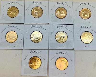 2004 P & D 24 karat gold Overlay State Quarter (10 coins) - Image 1 of 2