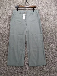 Pantalones J. Jill Verde Sauce Mediano Lino Elástico Pierna Ancha Mezcla de Lino Recortado Nuevos con Etiquetas - Imagen 1 de 12