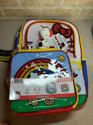 Hello Kitty Sanrio 17» рюкзак, подвеской, ланч сумка, наушники комплект новый с ярлыками - Изображение 1 из 4