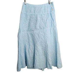 Locker geschnittener blauer Midi Leinen Faltenrock Damen M Boho Bohemian - Bild 1 von 8