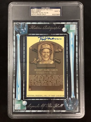 Rod Carew Signed Gold Plaque Postcard Yellow HA Historic Autographs PSA/DNA 9 - Image 1 of 4