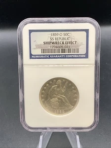 SS Republic 1859-O Liberty Seated Silver Half Dollar NGC Shipwreck Effect - Bild 1 von 4