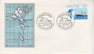 Islas Feroe: 1977 FDC/CUBIERTA - SCOTT # 26 BARCOS - Imagen 1 de 1