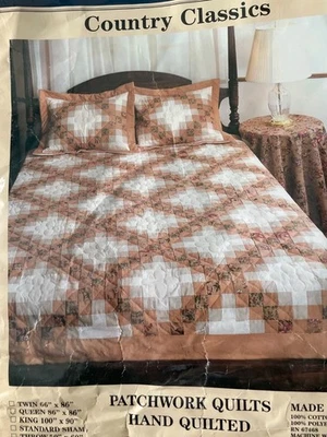 American Pacific NUEVO Clásicos Country Vintage Talla Queen Acolchado a Mano +2 Fundas Foto 1 de 4