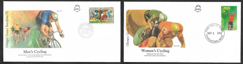 SMI) 1992 ISLAS CAIMÁN, CICLISMO, JUEGOS OLÍMPICOS BARCELONA 92, 2 PORTADAS PRIMER DÍA Foto 1 de 1