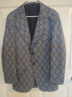 Jaqueta retrô colorida Regency estampa geométrica Argyle blazer casaco esportivo - Imagem 1 de 4