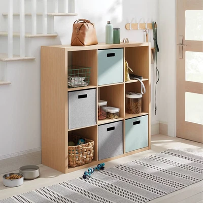 NUEVO organizador de almacenamiento de 9 cubos natural Brightroom exhibición de estantería Foto 1 de 4