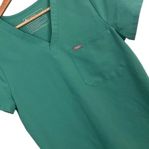 FIGS Women XS Green Catarina FION Scrub Top Medical Nurse Doctor Uniform Stretch - Picture 1 of 8