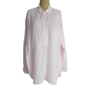 J McLaughlin Womens XL Pastel Pink Long Sleeve LInen Relaxed Tunic Shirt Top - Picture 1 of 12