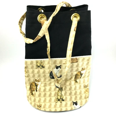 Bolso Cartera Tela Negro Gatos Hecho a Mano Foto 1 de 4