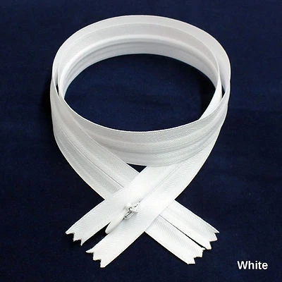 144 pcs Quality BKC Invisible Zipper Top Open Bottom Closed 24" White #501 - Image 1 of 4