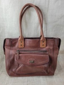 Will Leather Goods Rare Large Mahogany Brown Leather Double Strap Shoulder Bag - Picture 1 of 15