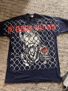 Rare Vintage 1997 Jurassic Park The Lost World Blue Graphic AOP T-Shirt Size XL - Picture 1 of 7