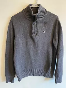 American Eagle Outfitters Herrenpullover Größe Medium grau 1/4 Reißverschluss Stretch Logo - Bild 1 von 10