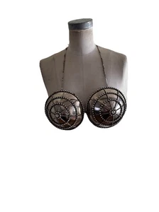 Vintage Lagerfeld Silver Metal Warrior Bra Runway Tiziani Costume - Picture 1 of 4