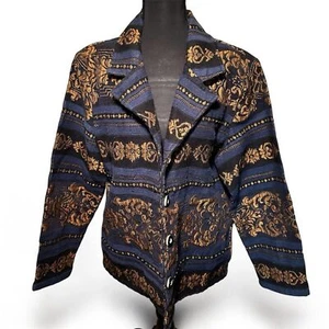 Blazer Alex Kim bleu et or avec motif orné - Photo 1/8