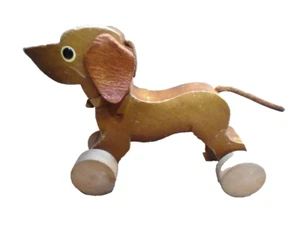 Juguete de madera raro Dachshund para perro de Franz Carl Weber - Imagen 1 de 11