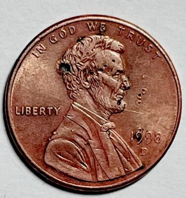 1998 P Lincoln cent with Rare errors! Cud Blisters  Mint Pitting…die Crack Chin - Image 1 of 2