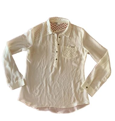 Volcom  Blouse Top Juniors Size Medium Beige Long Sleeve - Image 1 of 4