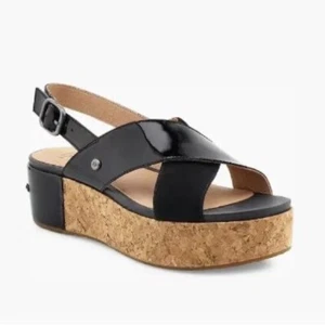 Sandalias mujer UGG SHOSHANA BLACK 1102669 charol y ante talla 36 - Imagen 1 de 5