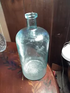 Vintage 10.5 x 4.5" 1900’s Apothecary Blue Glass Bottle No Clear Markings - Picture 1 of 6