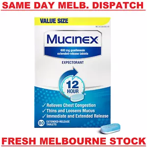 Mucinex Guaifenesin 600mg Expectorant Chest Congestion Loosens Mucus 80 Tablets - Picture 1 of 6