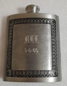 Whiskey Hip Flask by Selwin 100% Pewter Screw on Cap Monogramed with R.L.L. - Picture 1 of 4