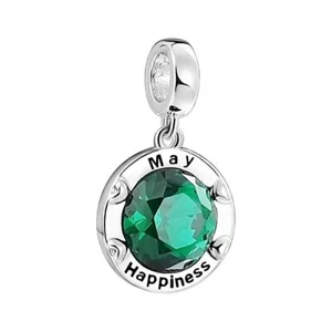 S925 Sterling Silver May Birthstone Happiness Dangle Bracelet Charm + Gift Bag - Picture 1 of 5