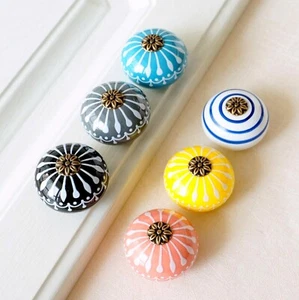 Moderner Schubladengriff Knopf Keramik Knauf Griff Rosa Gelb Blau Kinder Schrankknopf - Bild 1 von 10