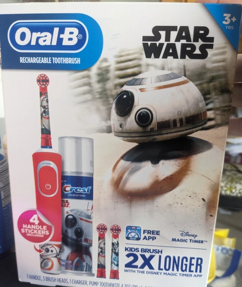 Disney Oral-B Star Wars  Rechargeable Kid Electric Toothbrush Toothpaste BB8 - Image 1 of 4