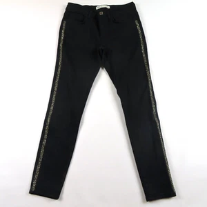 ZARA Z1975 Black crystals tuxedo stripes Skinny Jeans Size 6 - Picture 1 of 4