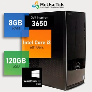 Dell Inspiron 3650 MT Intel i3-6100 3.7GHz 8GB RAM 120GB SSD WiFi+BT Win 10 Pro - Picture 1 of 12