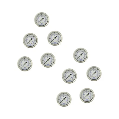 10 PACK LIQUID FILLED PRESSURE GAUGE 0-60 PSI, 1.5" FACE, 1/8" NPT BACK MOUNT - Image 1 of 3