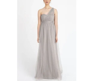 NEW BHLDN Jenny Yoo Sz 0 Annabelle Bridesmaid Dress Convertible Tulle Gown Gray - Picture 1 of 12