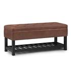 Lomond 43" W  Storage Ottoman Bench In Distressed Saddle Brown Faux Leather