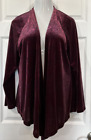 Chico's 3 Burgundy Velour Open Front Cardigan Sweater Soft Burnout XL