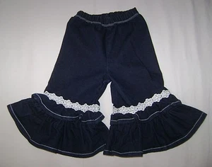 Jelly the Pug Dark Denim Ruffled Capris size 3T - Picture 1 of 3